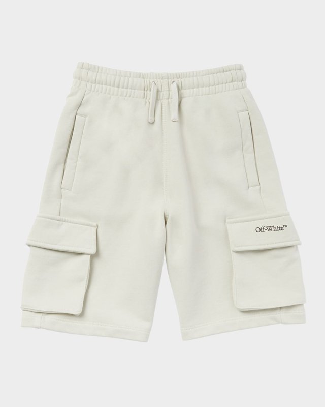 Boy's Bookish Diagonal Logo Sweatshorts, Size